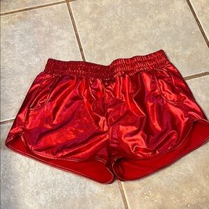 Spirit Red Athletic Shorts with Glossy Finish